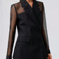 Vireous Women's Black Blazer Translucent Sleeves, Catwalk Collection