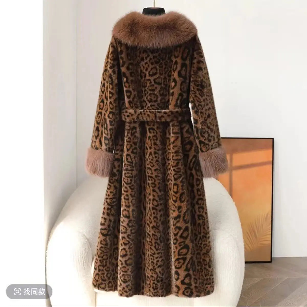 Women's Luxury Faux Mink Fur Coat with Contrast Collar, Multi Colours