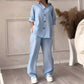 Women's Plus-Size Cotton Linen Two Piece Casual Suit