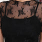 Dark Cross Black Lace Top with Elastic Mesh, Layering Short Sleeves