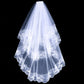Women's Two-Tier Bridal Wedding Veil with Gothic Edge and Embroidery