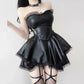 French-Style 'Goddess' Party Dress, Faux Leather in Red and Black