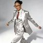 Professional Performance Wear Women's Tuxedo, Gold Satin Three-Piece Suit, Night Wear