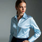 Vireous Luxury Soft Satin Women's Classic Shirt, Block Colours