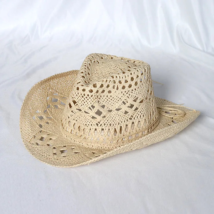 Women's Openwork Woven Cowboy Hat, Multicolours