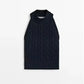 Women's High Neck Ribbed Knitted Woollen Vest Top, Catwalk Collection