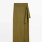 Vireous Women's Fashion Knitted Side-Knot Army Green Split-Front Long Skirt