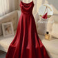 Vireous Pearl-Beaded Strap Satin Slip Retro Dress, Elegant Summer Evening Dress
