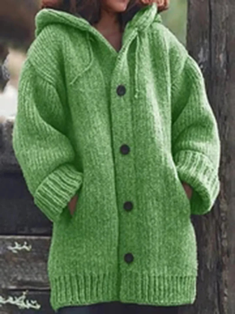 Women's Thick-Knit Hooded Cardigan Wrap Coat, Plus Sizes