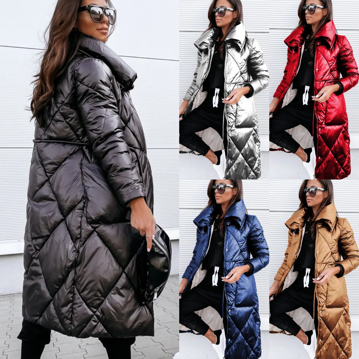 Glam Shimmering Women's Down Jacket, Parka Long Coat