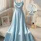 Vireous Pearl-Beaded Strap Satin Slip Retro Dress, Elegant Summer Evening Dress