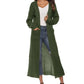 Thickened Long Pure Colour Pocket Irregular-Slit Sweater Coat