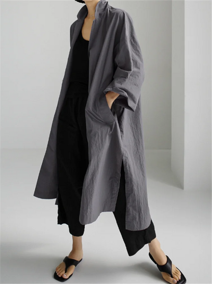 Vireous Cotton and Linen Women's Fashion Casual Loose Shirt Coat