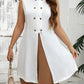 Women's Stand Collar Extra-Long White Tunic Top
