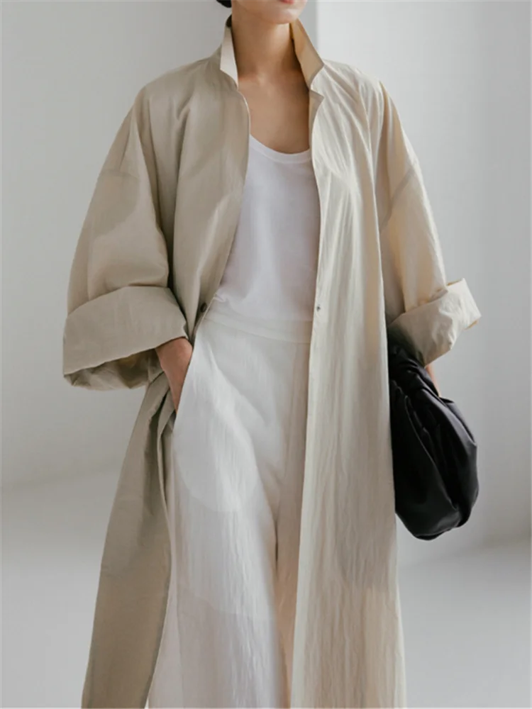 Vireous Cotton and Linen Women's Fashion Casual Loose Shirt Coat