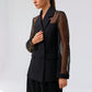 Vireous Women's Black Blazer Translucent Sleeves, Catwalk Collection