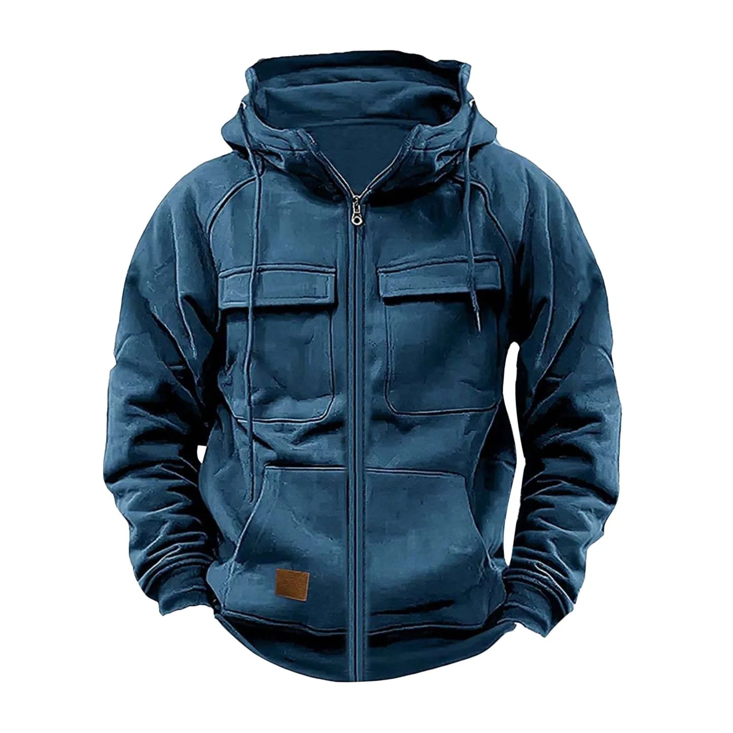 Men's Thickened Solid Hoodie, Mullti Pockets