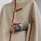 Vireous Cape Jacket Cap-Sleeves Urban Wear with Leather Buckles