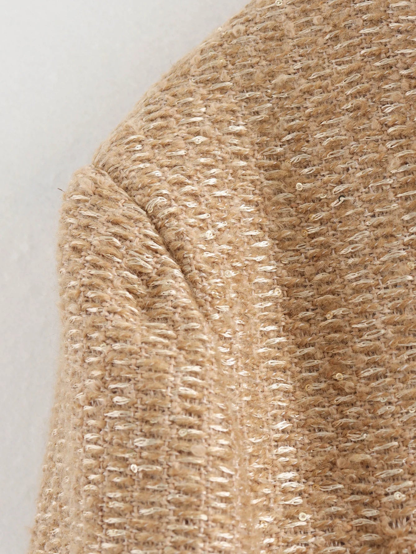 Vireous Round-Neck Simple Tweed Jacket, Multi Colours