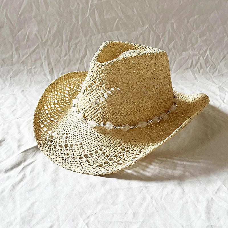 Women's Openwork Woven Cowboy Hat, Multicolours