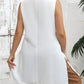 Women's Stand Collar Extra-Long White Tunic Top