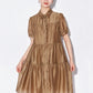 Vireous Elegant Chic Ruffle Turn-Down Collar Dress, Plus Sizes