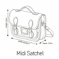 Floral Lined Leather Midi Satchel in Chestnut