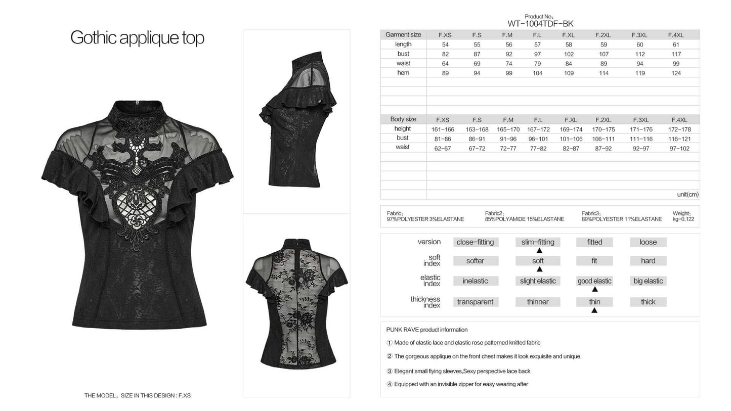 Punk Rave Gothic Applique Top