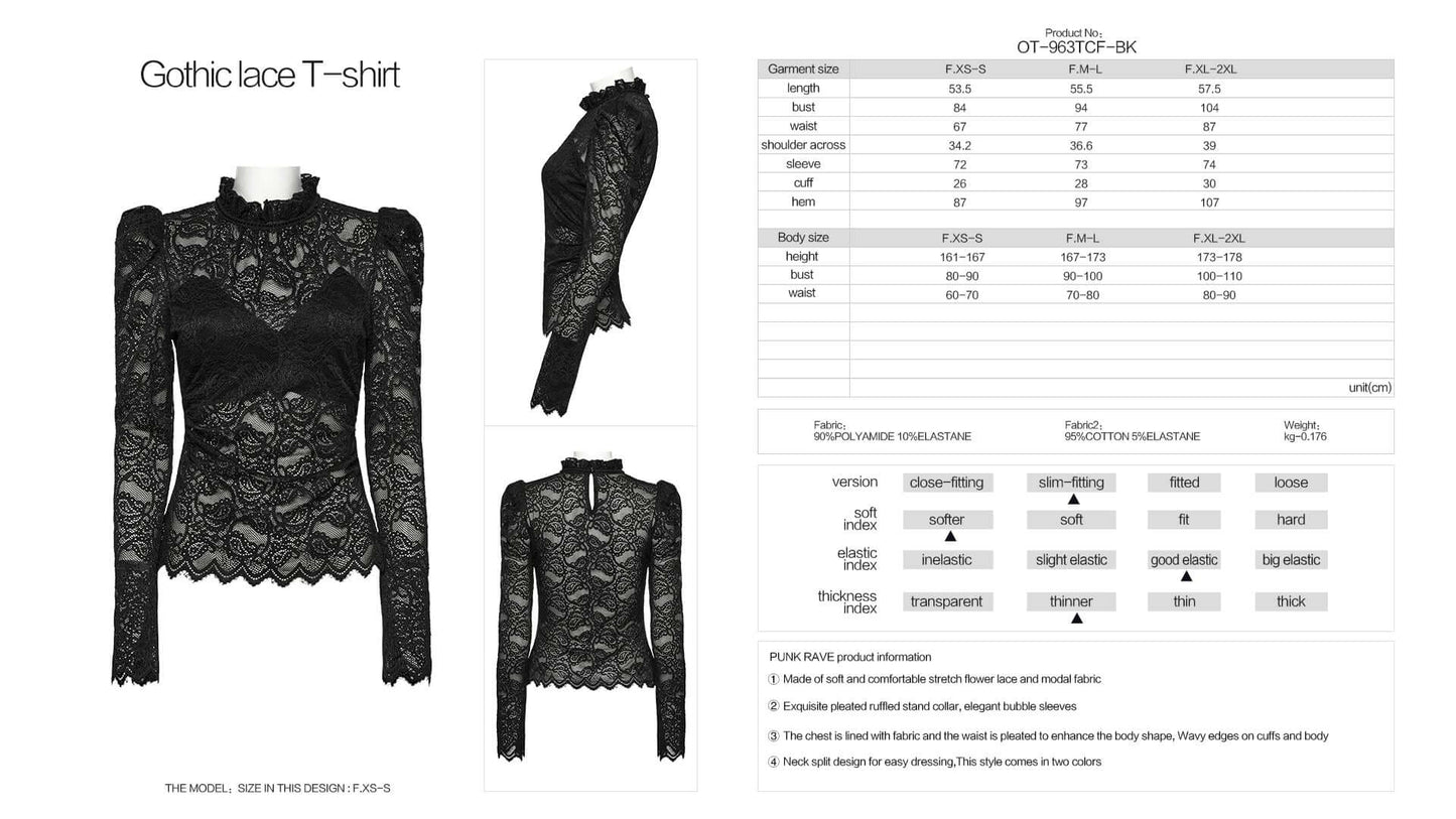 Punk Rave Calantha Lace T-Shirt in Black