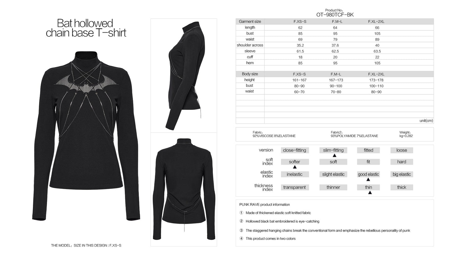 Punk Rave Morrigan Bat Chain Goth Top In Black