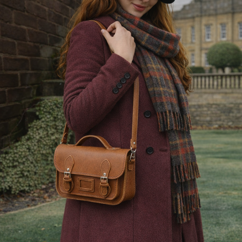 Leather Midi Satchel in Tannery Tan