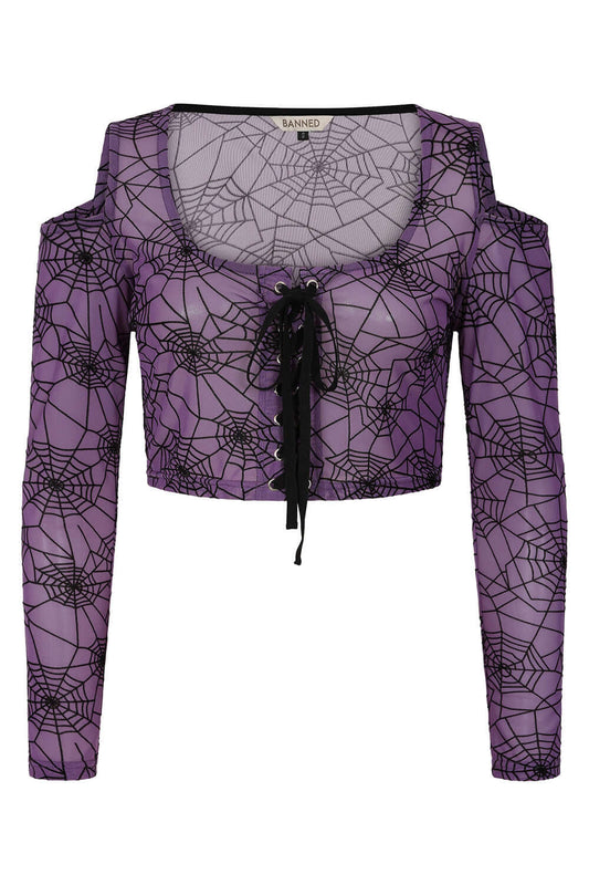 Banned Apparel Seraphina Mesh Top in Purple