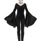 Dark In Love Violet Black Velvet Top with Dramatic Bell Sleeves