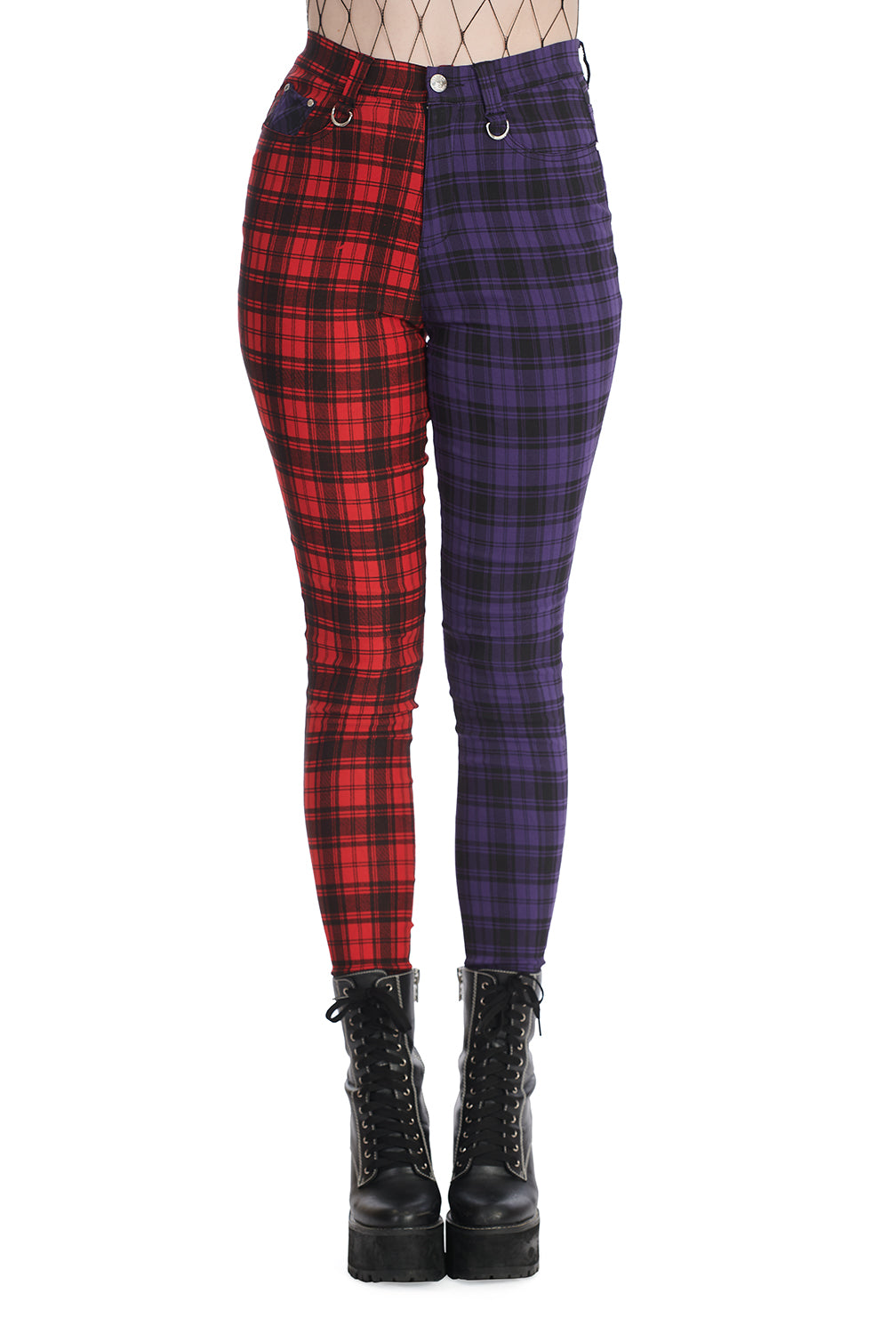 Banned Tartan Baily Women's Trousers in Black and Red