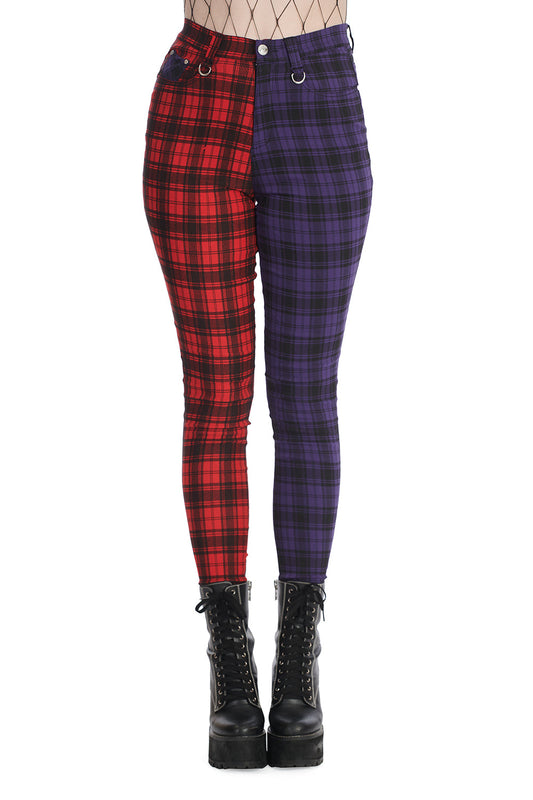 Banned Tartan Baily Women's Trousers in Black and Red