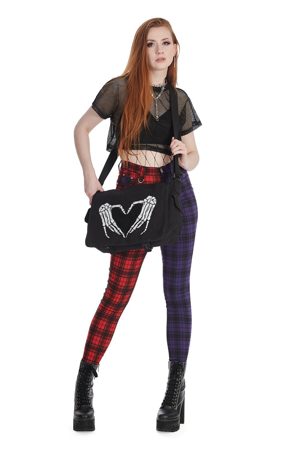Banned Tartan Baily Women's Trousers in Black and Red