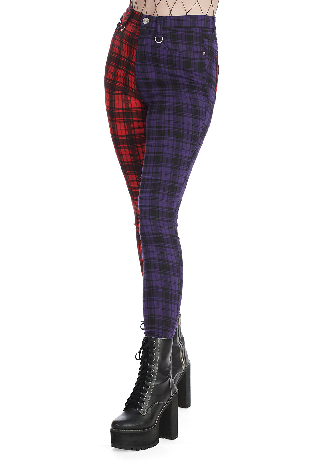 Banned Tartan Baily Women's Trousers in Black and Red