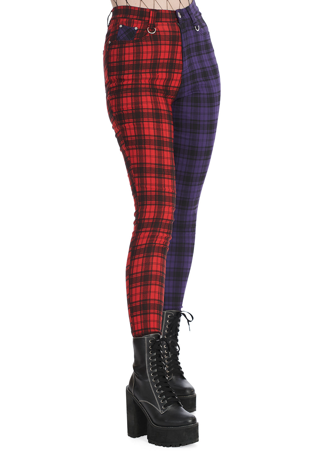 Banned Tartan Baily Women's Trousers in Black and Red