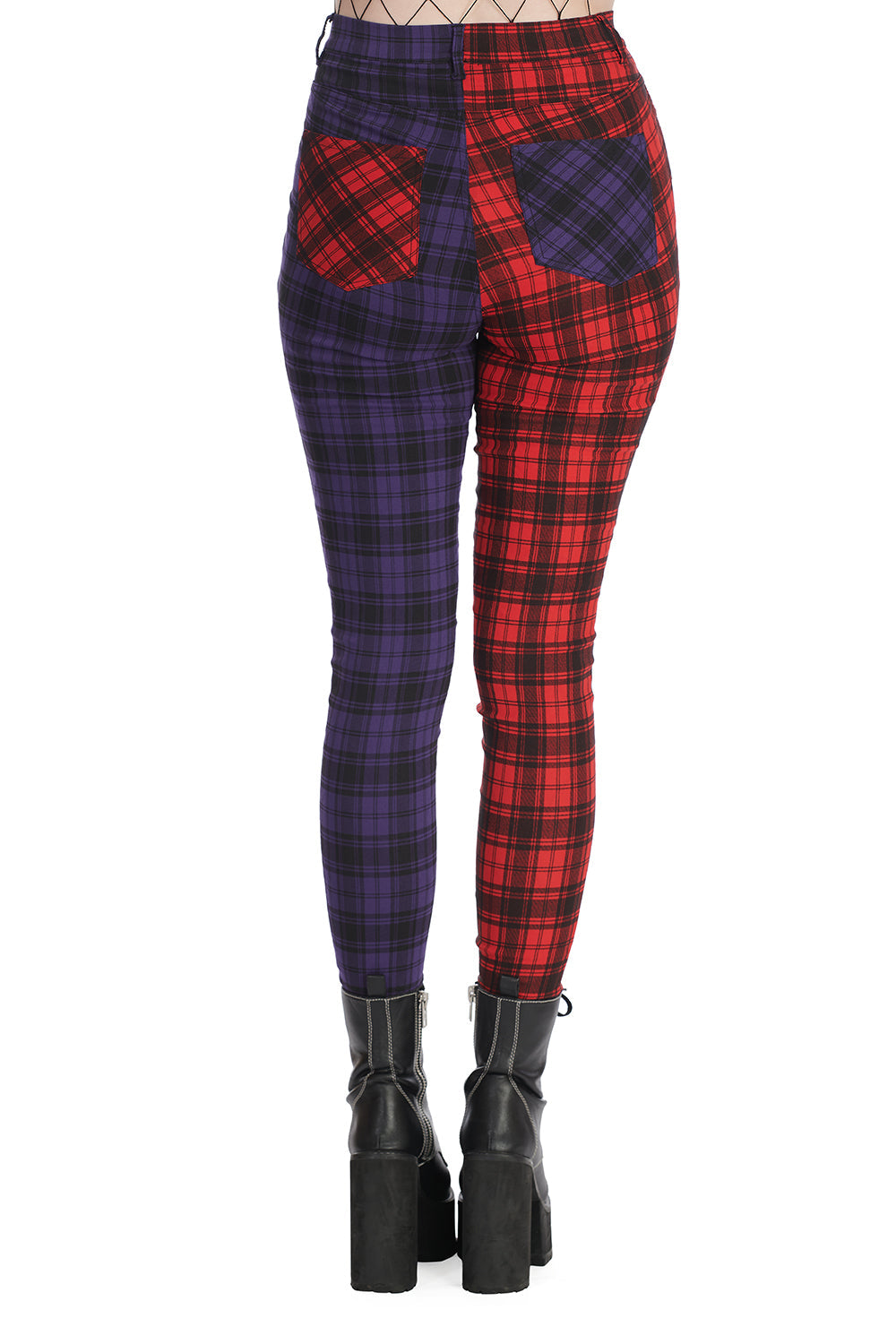 Banned Tartan Baily Women's Trousers in Black and Red