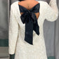 Glittering Sequined Bow-Back Long-Sleeve Special Occasion Dress