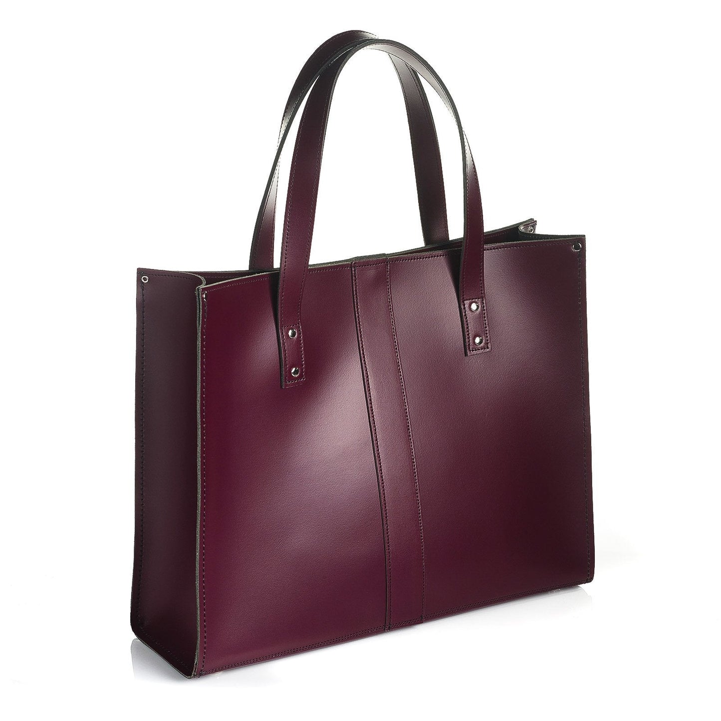 Handmade Leather Shopper in Marsala Red