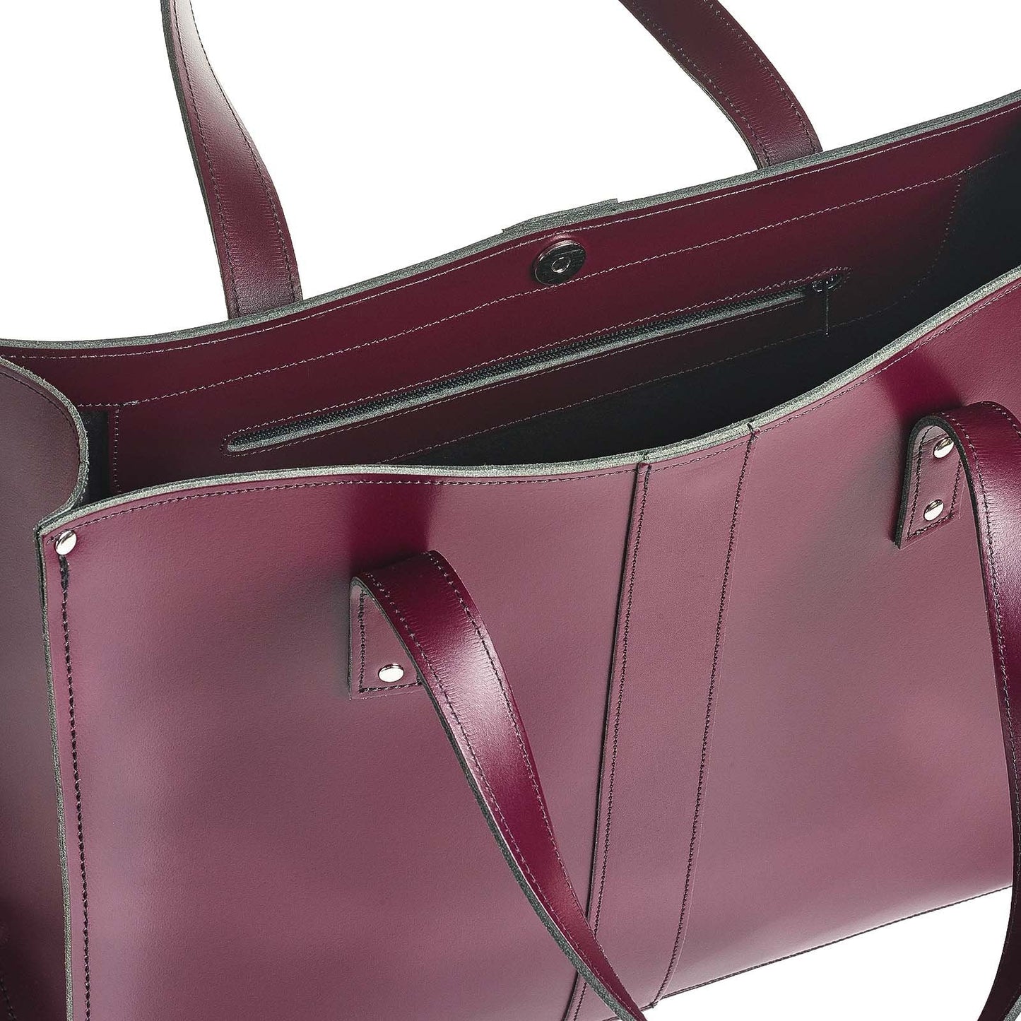 Handmade Leather Shopper in Marsala Red