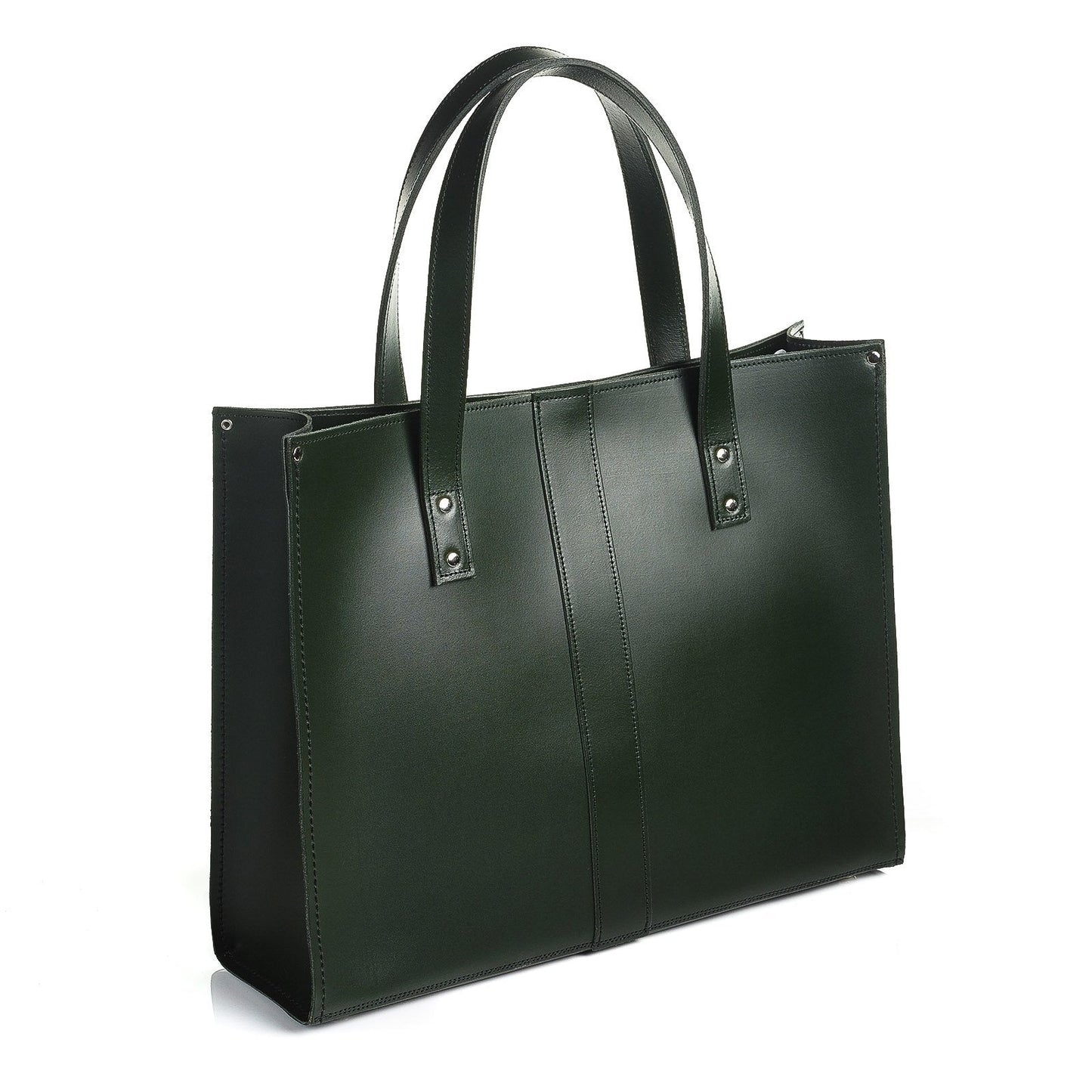 Handmade Leather Shopper in Ivy Green