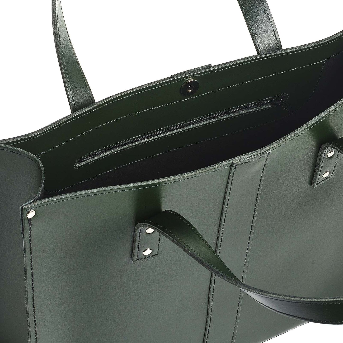 Handmade Leather Shopper in Ivy Green