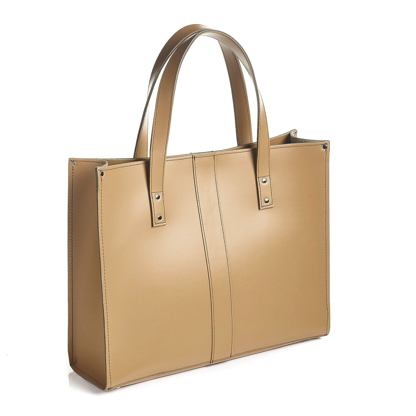Handmade Leather Shopper in Iced Coffee