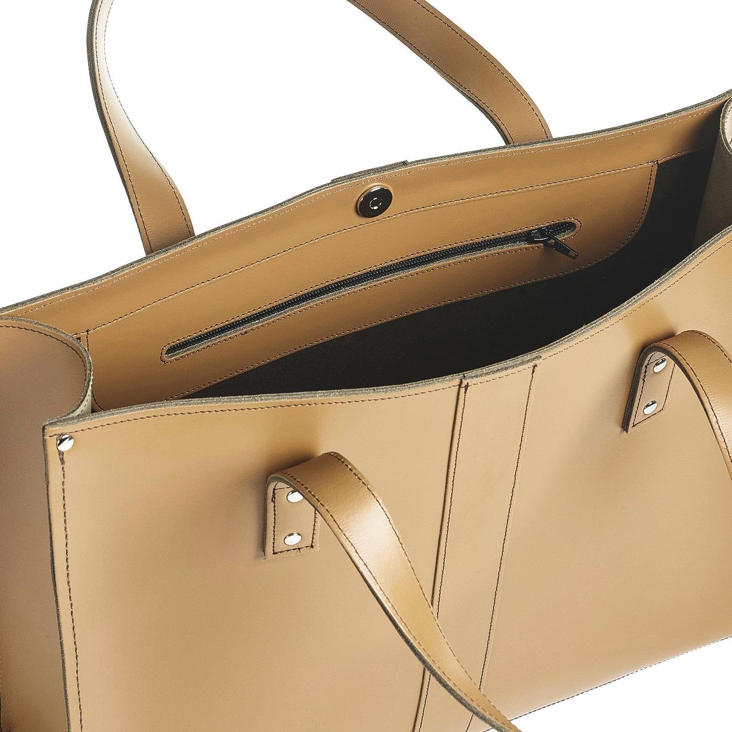 Handmade Leather Shopper in Iced Coffee