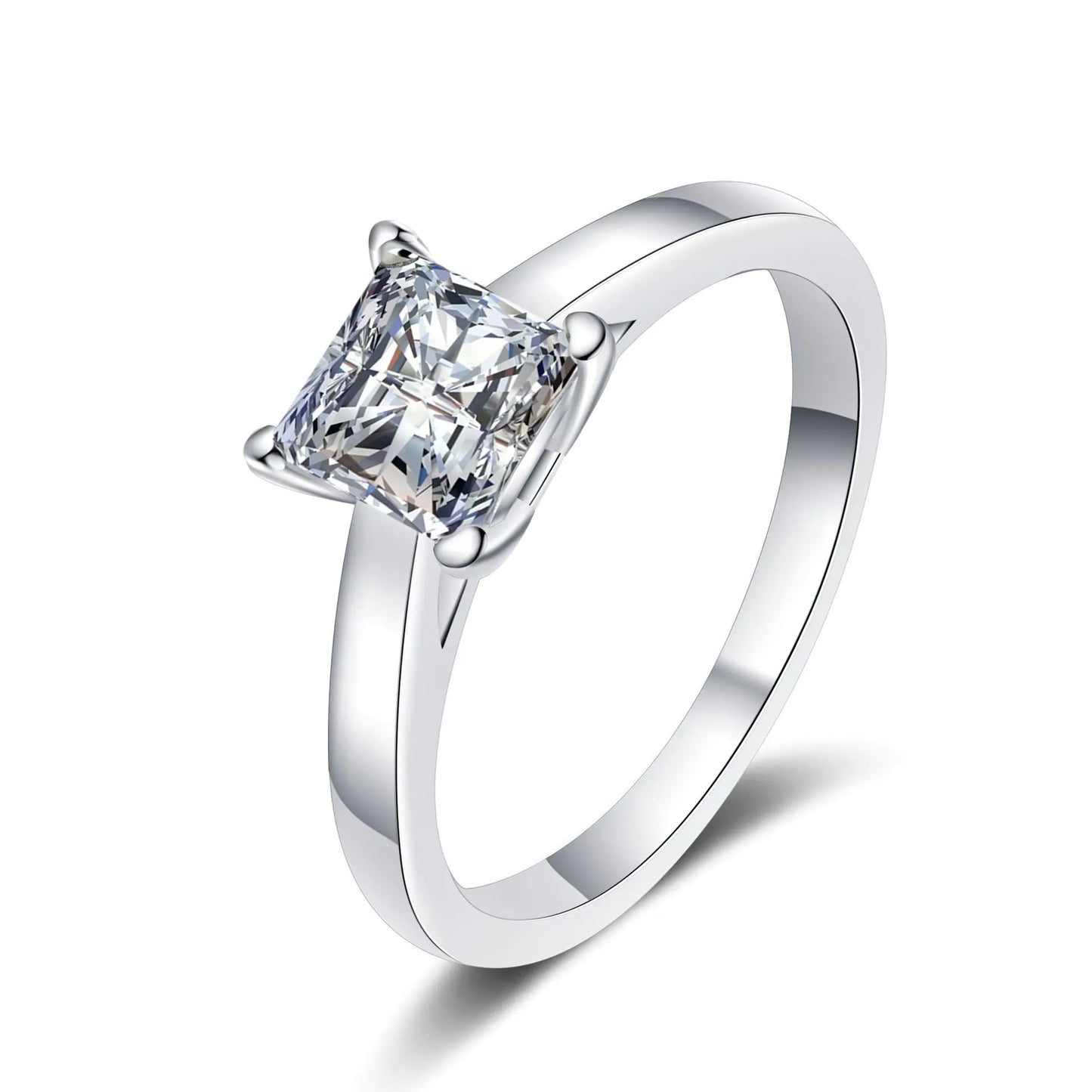 925 Sterling Silver Cushion-Cut Moissanite Engagement Ring