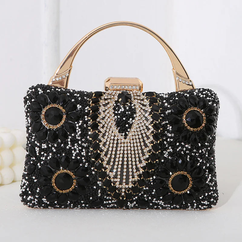 Diamond Sparkling Small Evening Handbag, Multi Colours