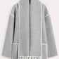 Vireous Faux Cashmere Splice Overcoat with Scarf, Multi Colours