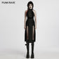 Punk Rave Selene Velvet Mesh High Slit Goth Dress In Black